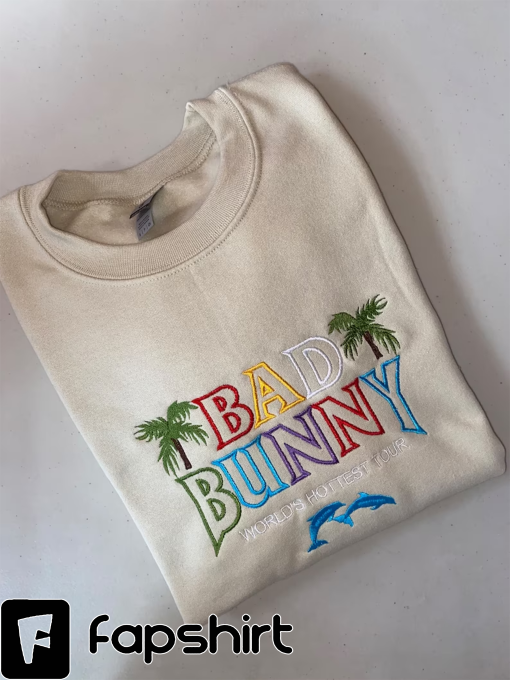 Bad bunny embroidered sweatshirt, bad bunny apparel, Bad Bunny Crewneck, yhlqmdlg, Bebesota, heart, black, Bunny, un verano sin ti