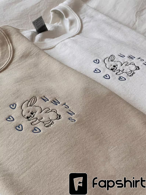 New Jeans Sweatshirt | Embroidered New Jeans Sweater | Kpop Embroidered Sweater | Bunny New Jeans | Bunny Embroidered Sweater