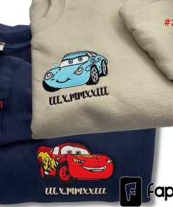 Cars Mcqueen x Sally Couple Embroidered Sweatshirt,…