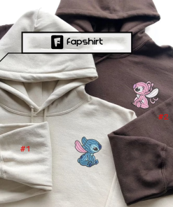 Stitch x Angel Embroidered Sweatshirt, Couple Embroidered…