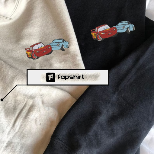 Cars Mcqueen x Sally Couple Embroidered Sweatshirt, Anniversary Embroidered Sweatshirt, Couple Matching Sweater Couple Matching Clothes Gift