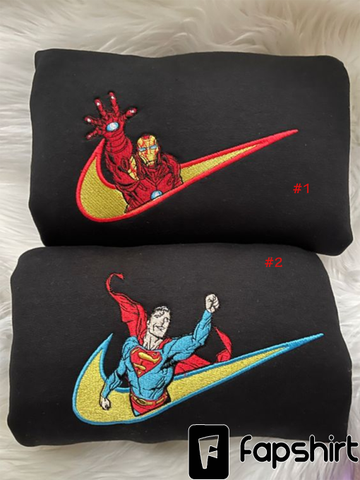 Ironman & Superman Embroidered Hoodie/Sweatshirt Embroidery