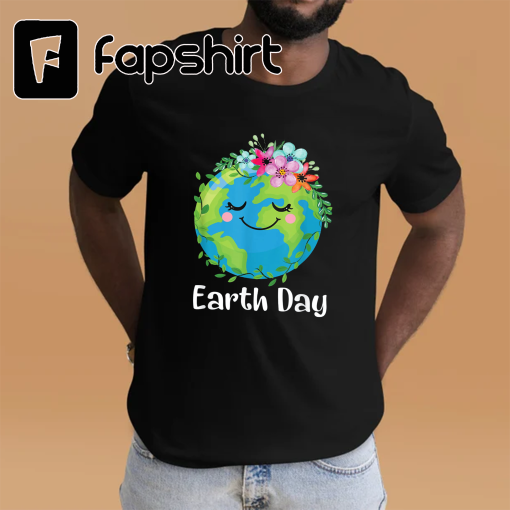 Happy Earth Day Shirt Cute Earth With Floral Earth Day 2023 T-Shirt