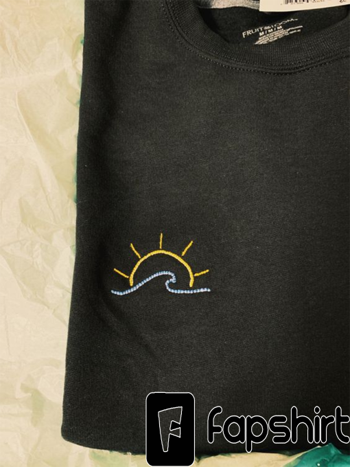 Sun and wave embroidered sweatshirt