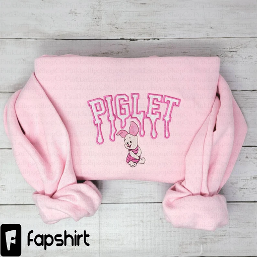 Piggy Embroidered Crewneck Sweatshirt, Pig Character Sweater, DLand Sweatshirt, DLand Embroidered Sweatshirt, Y2K Inspired Jumper, Matching,