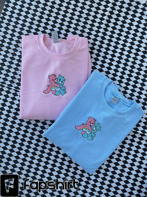 Cute Bear Hugging Embroidered Crewneck