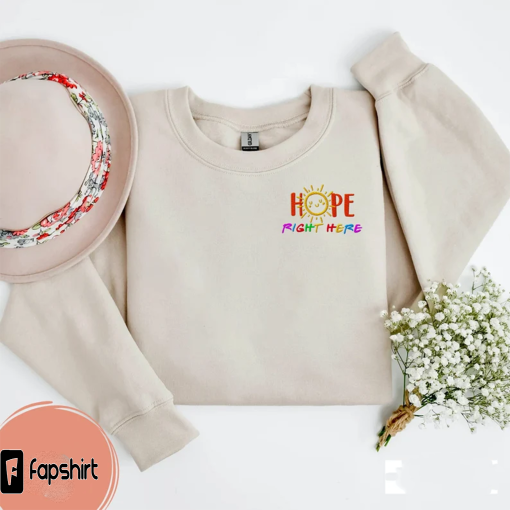 Embroidered Hope Right Here UNISEX Sweatshirt, Hobicore, Hobihearteu Shop, Hobipalooza, Sweatshirt