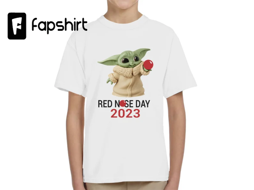 “Baby Yoda Red Nose Day T-Shirts 2023 Comic Relief Event Boys Girls Kids T-Shirts Tee Top “