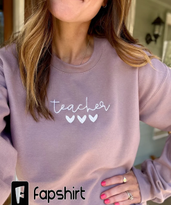 Teacher Oversized Crewneck Sweatshirt, Teacher Love Pullover,…