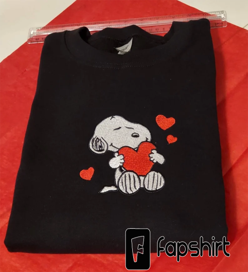 Snoopy Love Crewneck Embroidered Sweatshirt |Valentine’s day| Custom Made