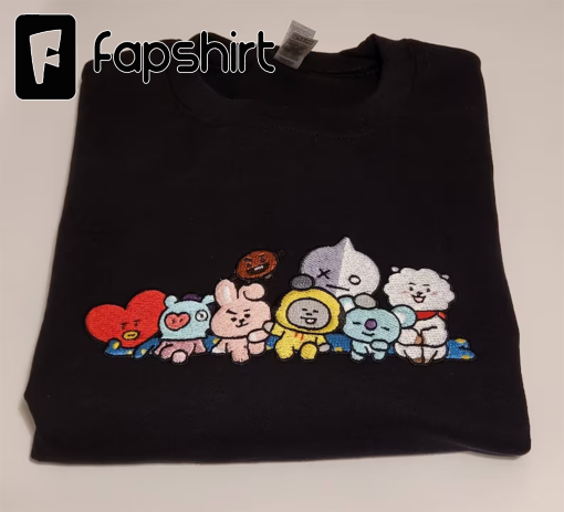 BT21 Characters Crewneck Embroidered Sweatshirt | BTS | Custom Made