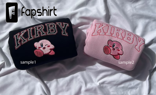 Kirb@y Outlined Vintage Embroidery Crewneck Sweatshirt .