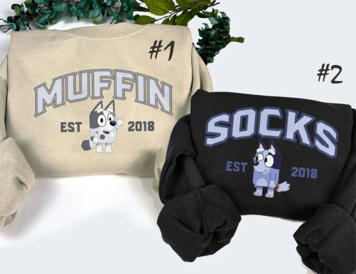 Muffin & Socks Sweatshirt, Bluey And Bingo Shirt, Y2k Sweatshirt, Crewneck Sweater, Valentine Gift, Cartoon, Couple Shirt