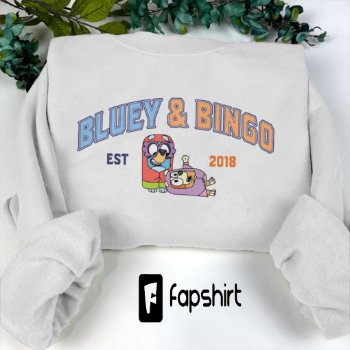 Bluey and Bingo Sweatshirt, Y2k Trending Sweatshirt, Crewneck Sweater, Valentine Gift, Bluey Shirt, Cartoon, Couple Shirt