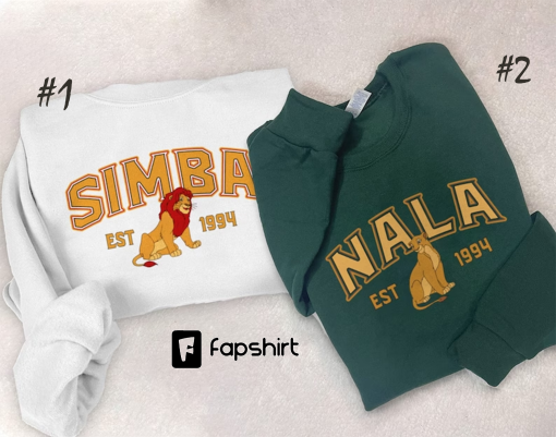 Simba And Nala Sweatshirt, Y2k Trending Sweatshirt, Crewneck Sweater, Valentine Gift, Lion King Shirts, Cartoon, Couple Shirt