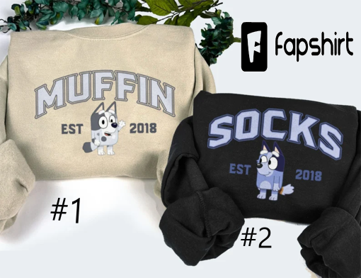 Muffin & Socks Sweatshirt, Bluey And Bingo Shirt, Y2k Sweatshirt, Crewneck Sweater, Valentine Gift, Cartoon, Couple Shirt