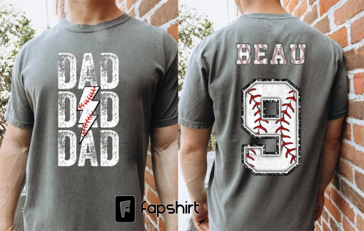 Custom Baseball Dad Shirt, Dad Baseball Tee, Sports Dad Shirt, Baseball Shirt for Him, Father Baseball Gift from Kids, Mens Baseball Shirt