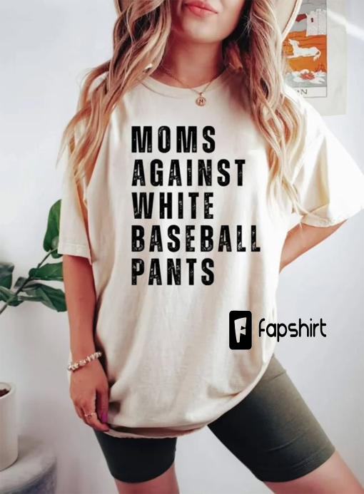 Moms Against White Baseball Pants PNG, Baseball Mom Digital File