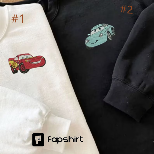 Cars Mcqueen x Sally Couple Embroidered Sweatshirt, Couple Sweatshirt and Hoodie, Valentine Gift