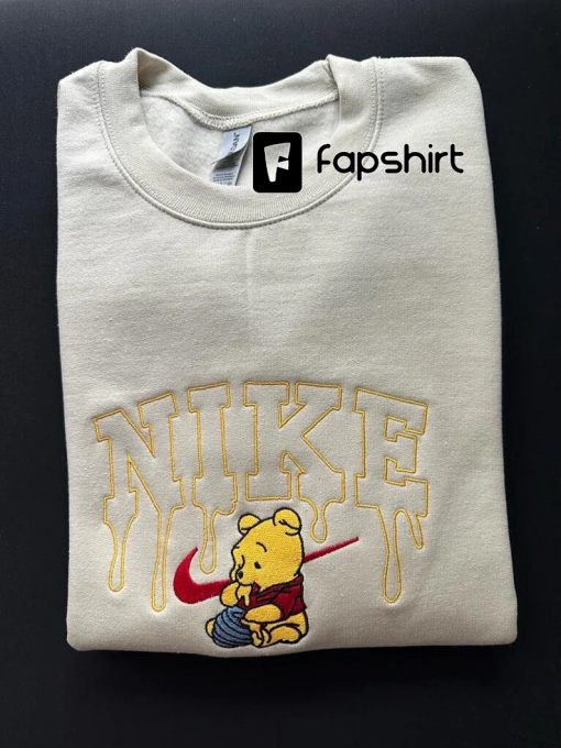 Winnie the Pooh Embroidered Sweatshirt, Birthday Gift, Embroidered Crewneck, Custom Sweatshirt, Embroidery Gift