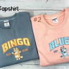 Bluey and Bingo Couple Embroidered Sweater, Couple Embroidered Sweatshirts, Cartoon Crewneck, Vintage shirt