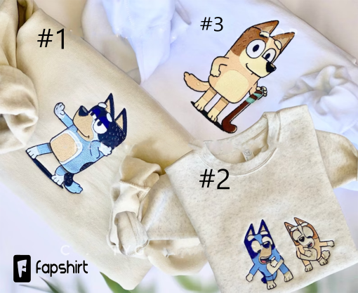 Dog Cartoon Embroidered Sweater | Cute Embroidered Sweatshirt | Aesthetic Clothing for Adult and Toddler