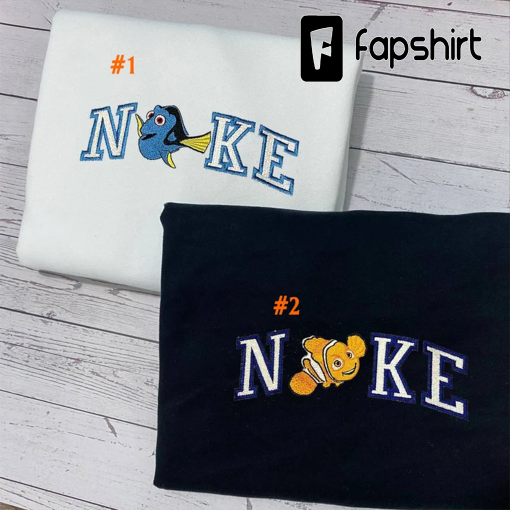 Nemo/Dory Embroidered Sweatshirts, Finding Nemo Embroidered Sweater, Trending Crewneck, Vintage shirt, Embroidery Hoodie