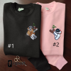 Embroidered Couple Cartoon, Rabbits Embroidered Hoodies, matching Sweatshirt, Looney Tunes Cartoon Hoodies, Embroidered Sweatshirt Couple