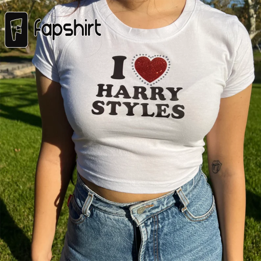 I love HS y2k Rhinestone, Concert, Festival, Harry ,Crop Top, Baby Tee,