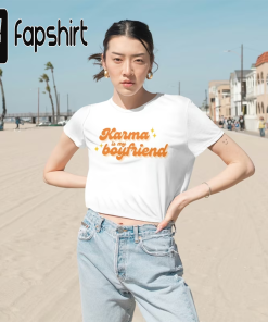 “Karma is my Boyfriend Flowy Cropped Tee,…