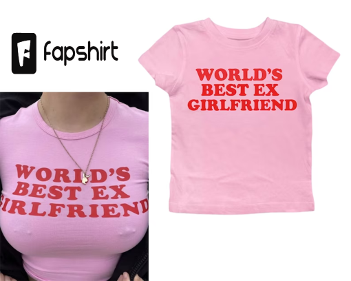 World’s Best Ex Girlfriend baby tee top, Best Ex Girlfriend Pink T-Shirt, Trendy Hot Girl Outfit, 00s Vintage-Inspired Graphic Crop Top