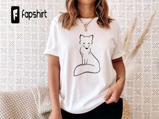 Fox T-Shirt, Fox Lover Shirt, Minimalistic Fox Tee, One Line Fox Shirt, Fox Drawing Tshirt, Line Art Shirt, Nature Lover Shirt, Red Fox Tops