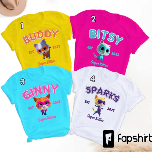 Characters Matching Shirt, Funny Super Cats Movie Costume Family Shirt, Birthday Party Group Matching Shirt