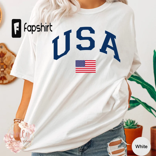 Usa Flag Comfort Colors T-shirt, USA Shirt, America Shirt, 4th of July, American Flag Shirt, Camping USA Flag Shirt, USA Olympic Team Shirt