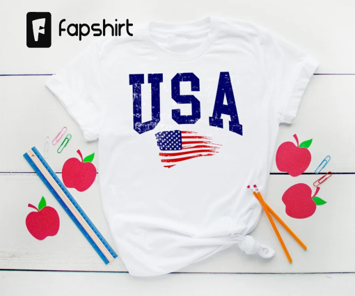 American Flag Shirt,Patriotic T-Shirts, July 4th Shirts, USA Flag Family Matching Fourth of July Shirts for Adults, Kids and Toddlers FJ16