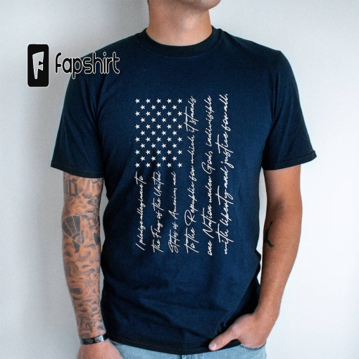 USA Flag Shirt with Pledge of Allegiance, America Flag Tshirt, 4Th Of July Flag Shirt, Usa Flag Shirt , Merica Shirt