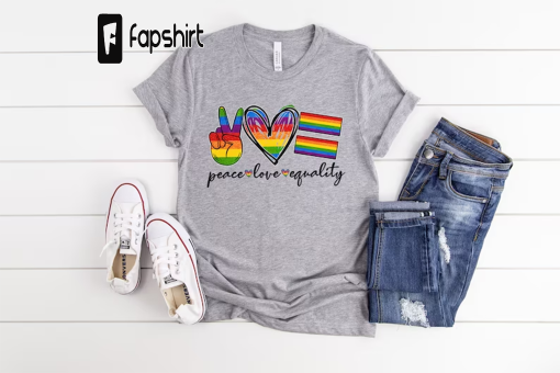 Peace Love Equality Shirt, Rainbow Flag Shirt, Gay Pride Shirt, Pride Month Shirt, Gay Rights Shirt, Gay Rainbow Shirt, Pride Shirt