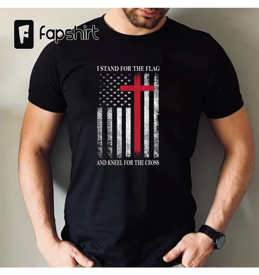 I Stand for the Flag and Kneel for the Cross Shirt USA Flag T-Shirt