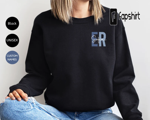 Custom Emergency Nurse Sweatshirt with Name, Custom ER Nurse Sweatshirt