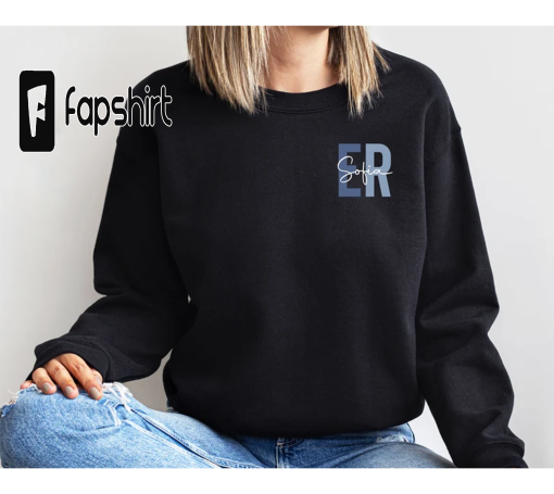 Custom Emergency Nurse Sweatshirt with Name, Custom ER Nurse Sweatshirt