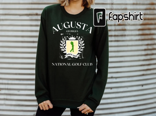 Vintage Augusta Georgia National Golf Club With Golfer Printed Sweatshirt, Augusta Vintage Style Golf Sweatshirt, Augusta Crewneck