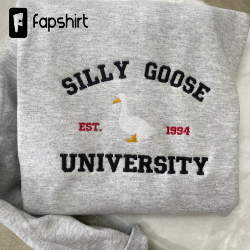 Silly Goose University Embroidered Sweatshirt- Y2K Style Embroidered Crewneck| unisex Sweatshirt- funny clothing- gifts – vintage clothing