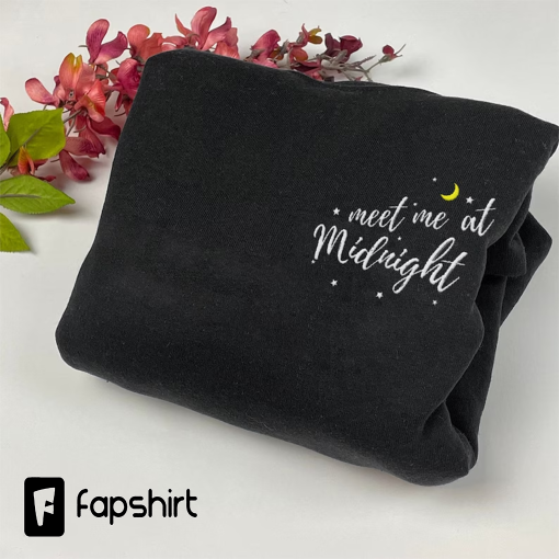 Meet Me at Midnight Embroidery Black Shirt, Taylor’s Version Embroidery T-shirt, Sweatshirt, Hoodie, Taylor Fan Tees, Swiftie Merch