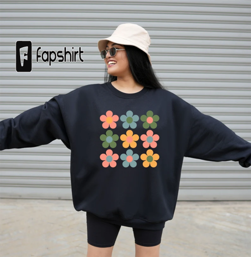 Muted Retro Floral Unisex Crewneck | Floral Sweatshirt | Sweatshirt for Women Trendy