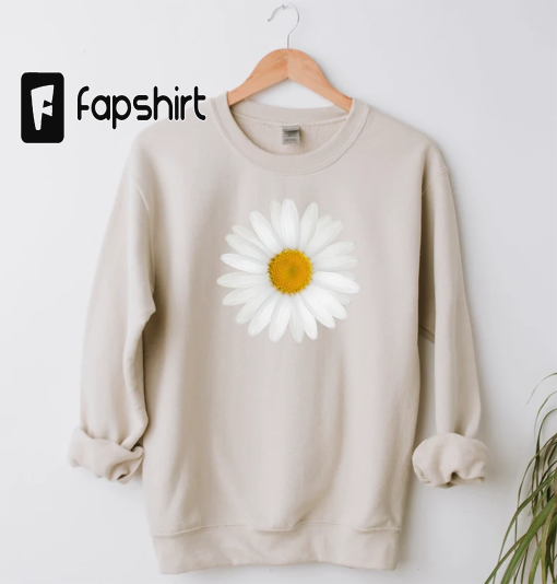 Daisy shirt, Botanical Nature Wildflower shirt, boho shirt, floral t-shirt Gift, Birth Month Flower Women’s Sweatshirt, Dried Pressed Flower