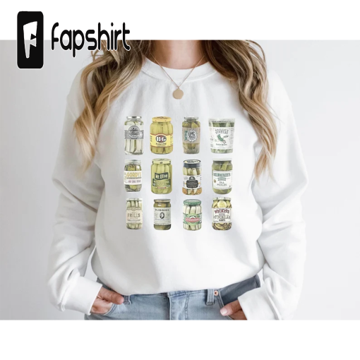 Vintage Canned Pickles Sweatshirt, Canning Season Sweatshirt, Pickle Lovers Sweater, Homemade Pickles Sweater,Pickle Jar Crewneck Sweatshirt