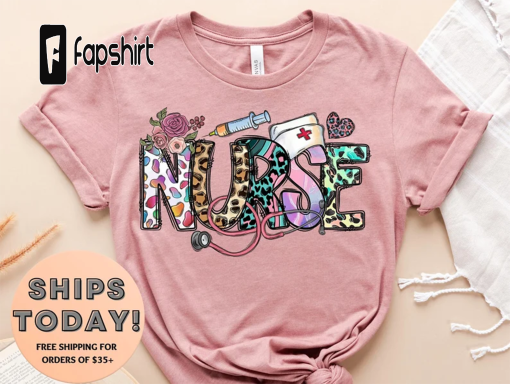 Nurse Shirt, Nurse Life Shirt, Nurse Gift, Gift For Nurse, Nurse Week, Nursing School Tee, Registered Nurse Shirt, Leopard Print Nurse Shirt