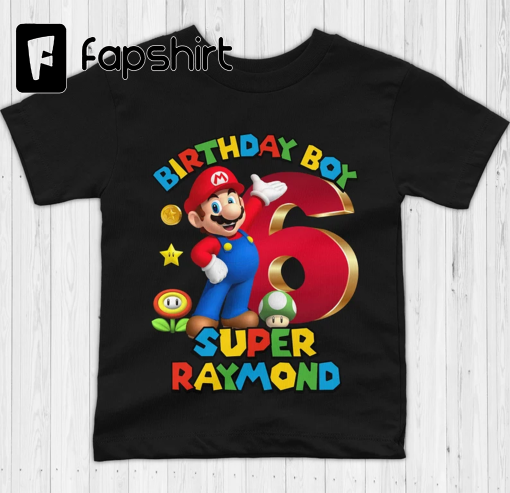 Super Mario Birthday Shirt Custom Super Mario Shirt Mario Personalized Shirt Super Mario Party Shirt Mario