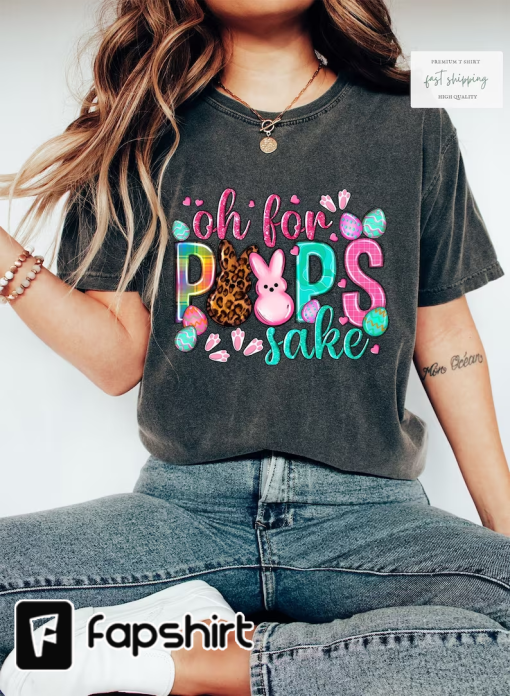 Oh for Peeps Sake Shirt, Christian Easter Shirt, Funny Kids Easter Shirt, Bunny and Leopard Shirt, Easter Shirt for Women