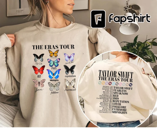 The Eras Tour Butterfly Vintage Shirt, Taylor’s Version Tshirt, The Eras Tour 2023 Sweatshirt, Taylor Retro Concert Hoodie, Unisex Trendy